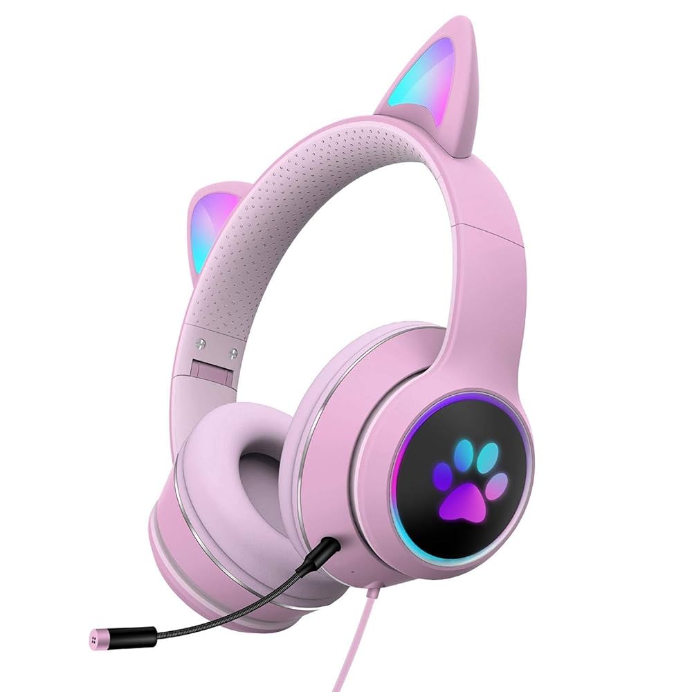 Product details of CAT STN-28 Over Ear Music Headset Glowing Ear Headphones Foldable Wireless BT5.0 Earphone with Mic AUX