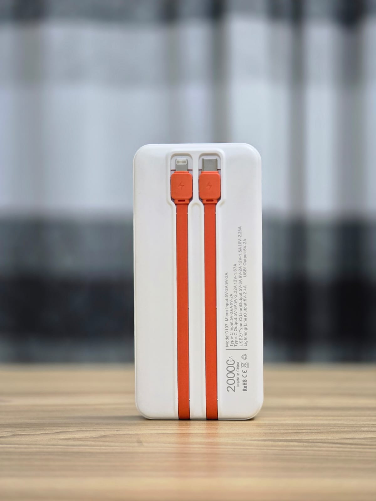 Good Cool Portable Fast Charging 20,000mAh Minimalistic Power Bank with Cable - LED Power Display.
