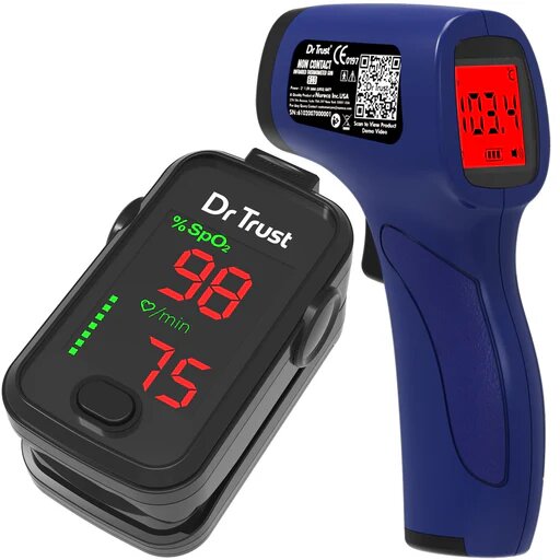 digital blood pressure machine, infrared thermometer, pulse oximeter combo pack