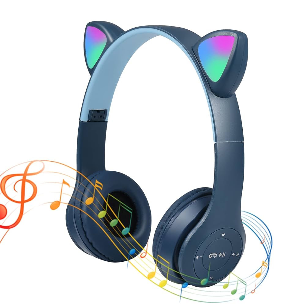 Product details of CAT STN-28 Over Ear Music Headset Glowing Ear Headphones Foldable Wireless BT5.0 Earphone with Mic AUX