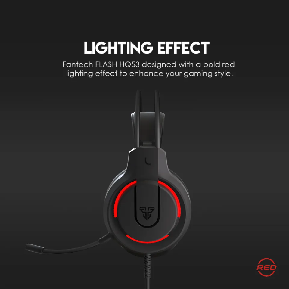 FANTECH HQ53 FLASH LIGHTWEIGHT RED/WHITE ACCENT LIGHTING GAMING HEADSET