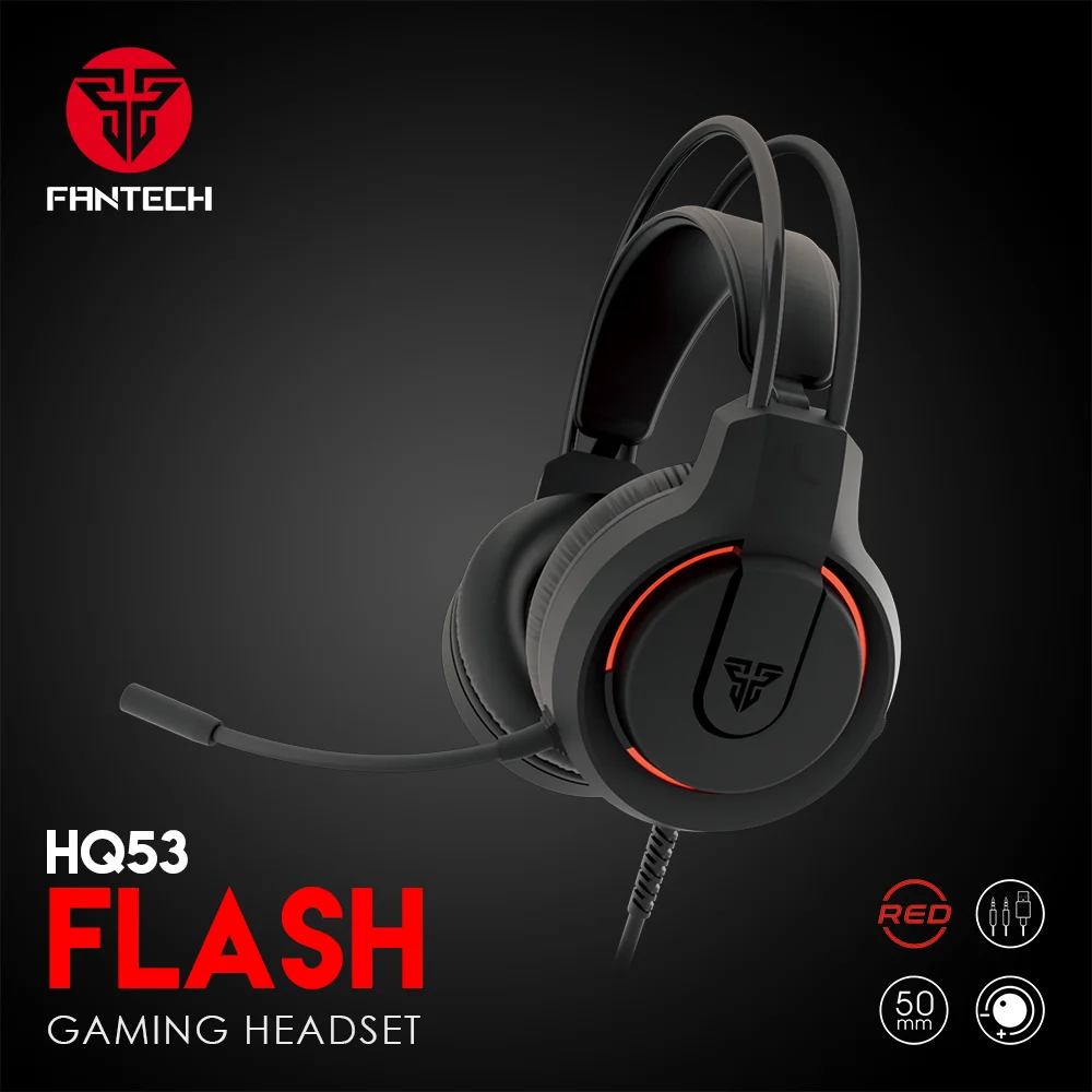 FANTECH HQ53 FLASH LIGHTWEIGHT RED/WHITE ACCENT LIGHTING GAMING HEADSET